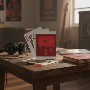 Heart Cassette Tape with Melting Drips Playing Cards