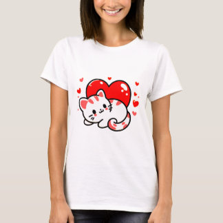 Heart&Cat Drawing Women's T-Shirt