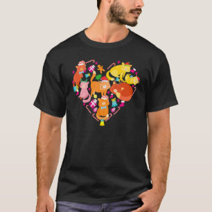 Heart Cat Santa Candy Ornaments Christmas Cat T-Shirt
