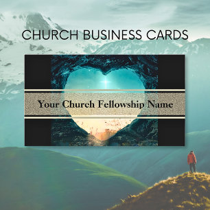 Heart Cave Cross Sunrise Church Pastor Business Card