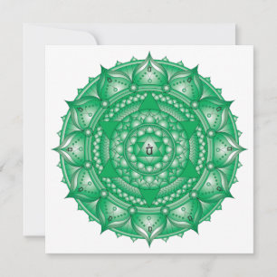 Heart Chakra Green Mandala Square Note Card