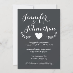 Heart chalkboard rehearsal dinner invitations