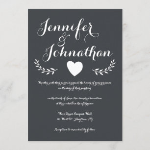 Heart chalkboard wedding invitations