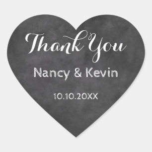 Heart chalkboard wedding thank you stickers