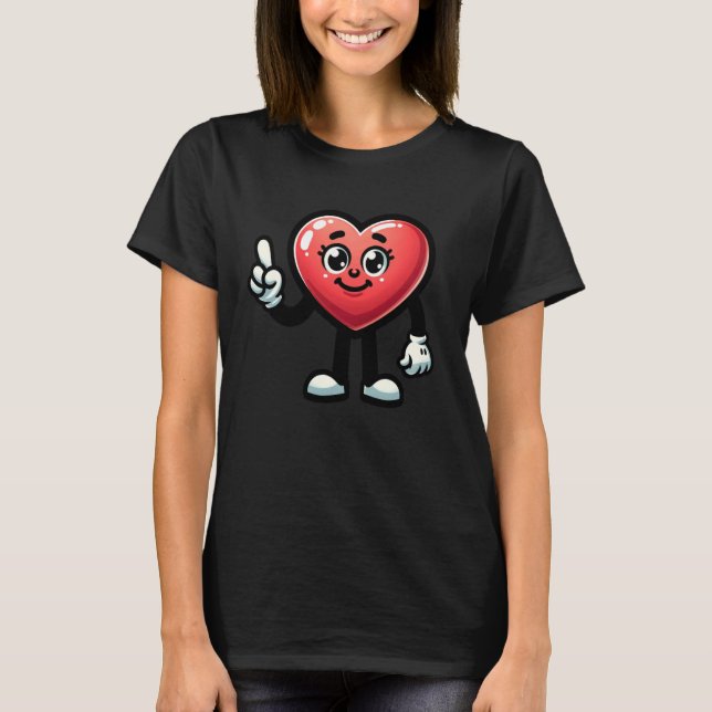 Heart Character With Cartoon Eyes And Smiling Face T-Shirt (Front)