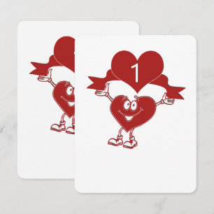 Heart character with table numbers