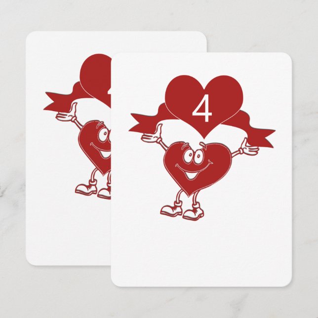 Heart character with table numbers (Front/Back)