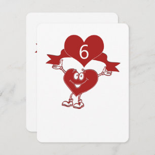Heart character with table numbers