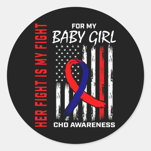 Heart Chd Awareness Ba  Classic Round Sticker (Front)