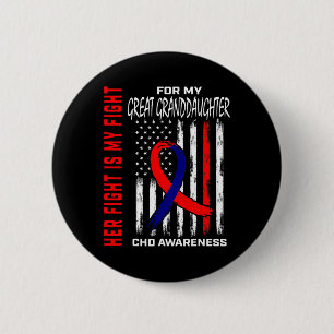 Heart Chd Awareness Great Granddaughter Usa Flag 6 Cm Round Badge