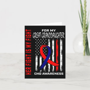 Heart Chd Awareness Great Granddaughter Usa Flag  Card