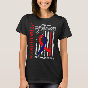 Heart Chd Awareness Great Granddaughter Usa Flag T-Shirt