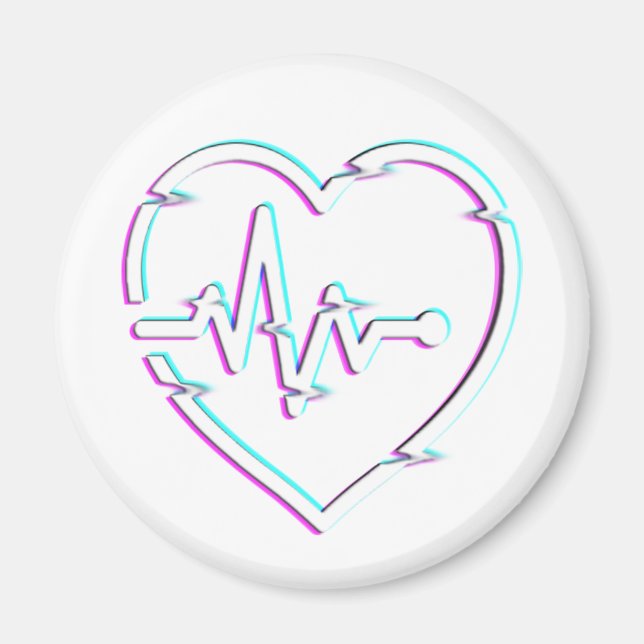 Heart Check Circle Magnet (Front)