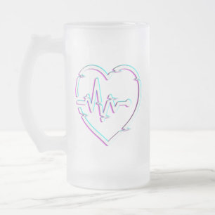 Heart Check Frosted Glass Mug
