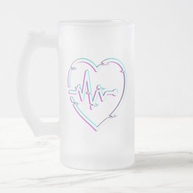 Heart Check Frosted Glass Mug (Left)