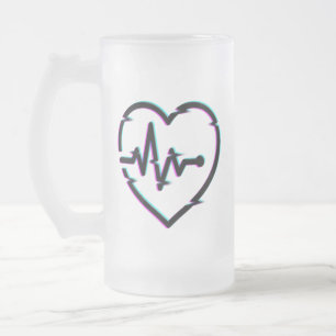 Heart Check Frosted Glass Mug