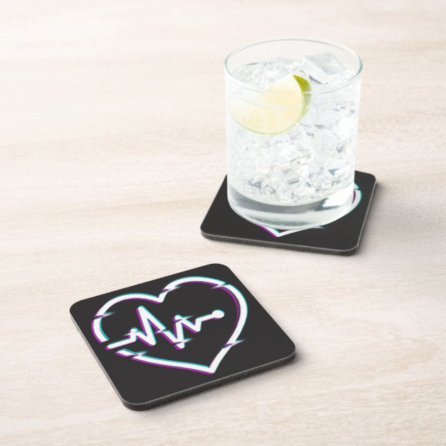 Heart Check Hard plastic coaster (Right Side)