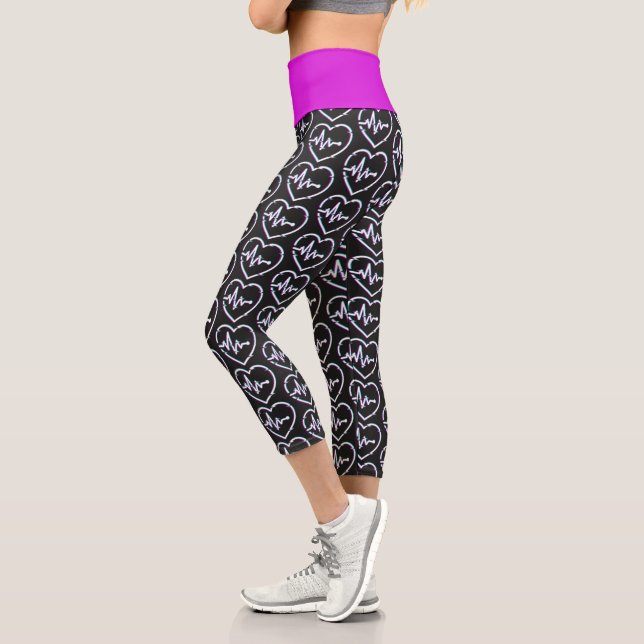 Heart Check High Waisted Yoga Capris (Left)