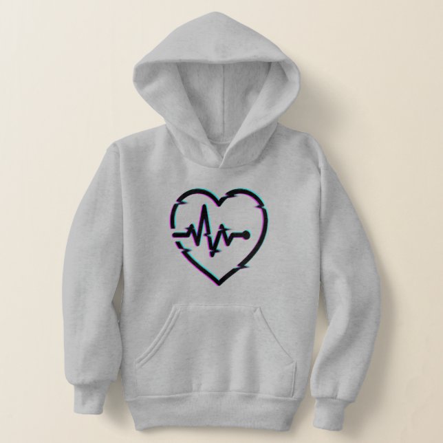 Heart Check Kids' Pullover Hoodie (Laydown)