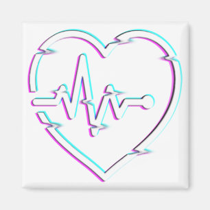 Heart Check Square Magnet