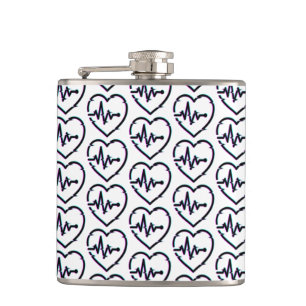 Heart Check Vinyl Wrapped Flask