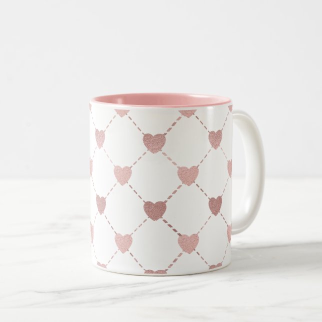 Heart Checkers Coffee  Two-Tone Coffee Mug (Front Right)