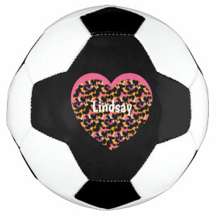 Heart Cheetah Animal Print Monogram Name Football