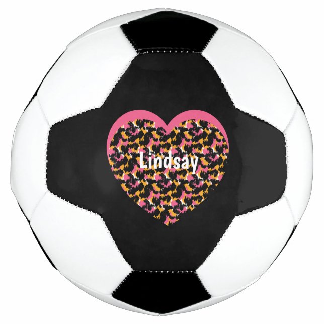 Heart Cheetah Animal Print Monogram Name Football (Front)