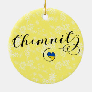 Heart Chemnitz, I Love Chemnitz, Germany Ceramic Tree Decoration