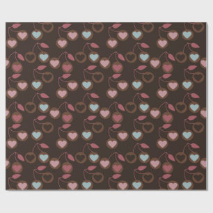 heart cherries brown wrapping paper