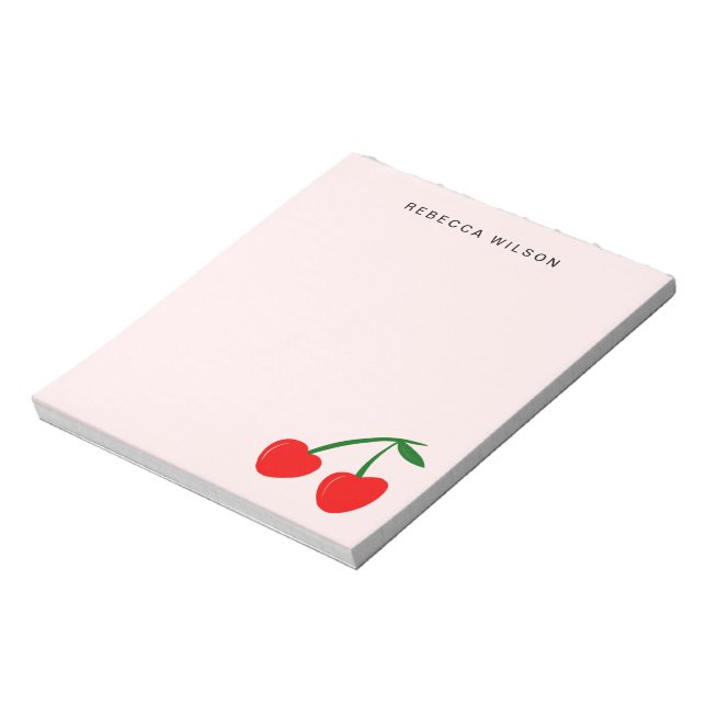 Heart Cherry Custom Personalised Valentine Pink Notepad (Rotated)