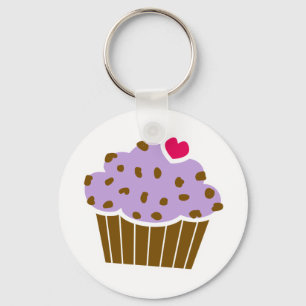 Heart Choco Chip Blueberry Cupcake Key Ring