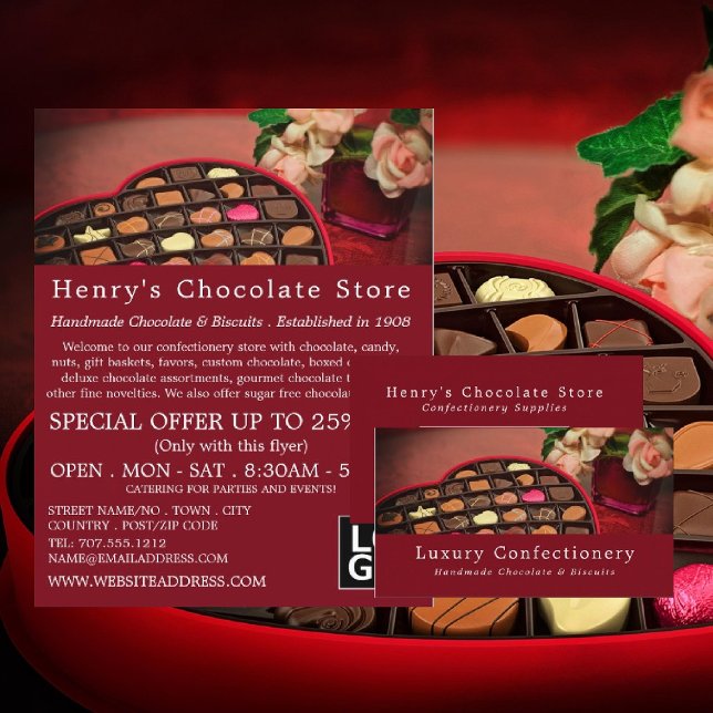 Heart Chocolate Box, Confectionery Supplies Advert Flyer (Creator Uploaded)