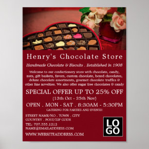 Heart Chocolate Box, Confectionery Supplies Advert Poster