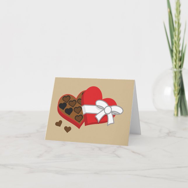 Heart Chocolate Gift Box - Valentine's Day Card (Front)