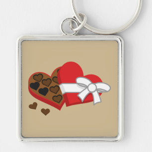 Heart Chocolate Gift Box - Valentine's Day Key Ring