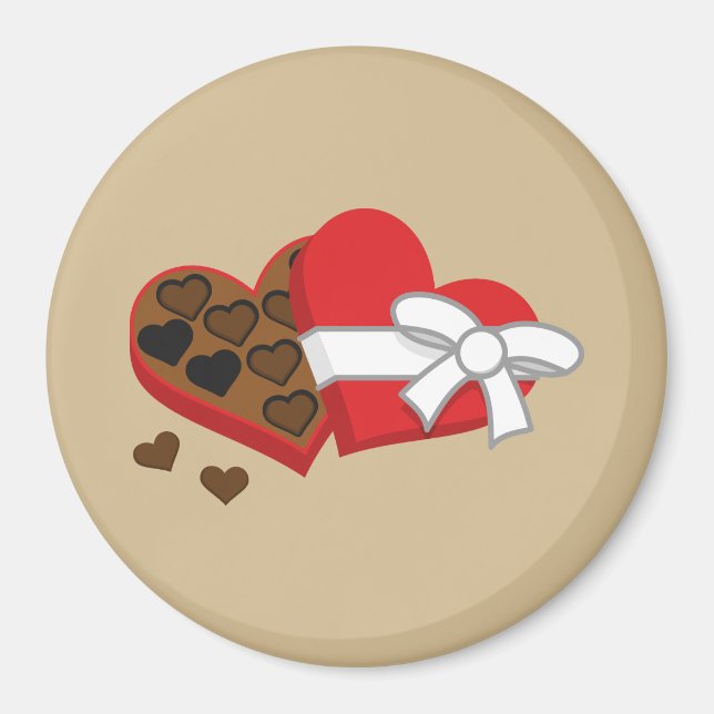 Heart Chocolate Gift Box - Valentine's Day Magnet (Front)