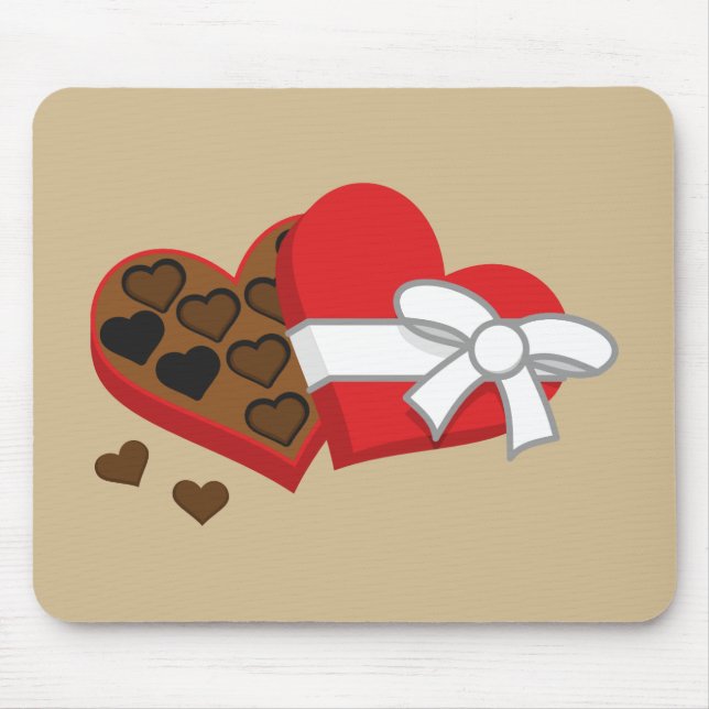 Heart Chocolate Gift Box - Valentine's Day Mouse Mat (Front)