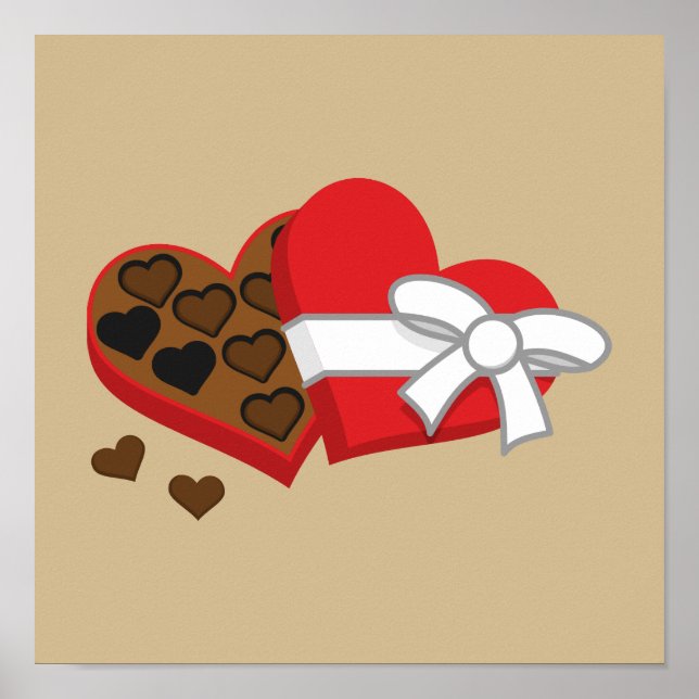 Heart Chocolate Gift Box - Valentine's Day Poster (Front)