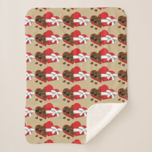 Heart Chocolate Gift Box - Valentine's Day Sherpa Blanket