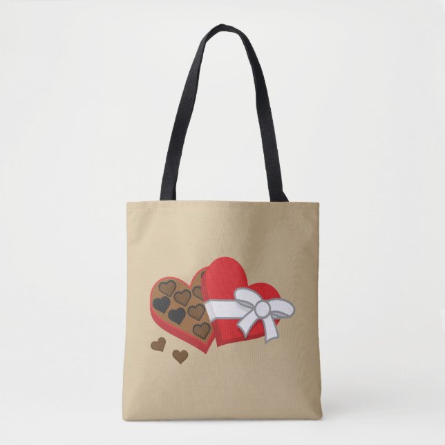 Heart Chocolate Gift Box - Valentine's Day Tote Bag (Front)