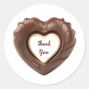 Heart chocolate thank you customizable classic round sticker