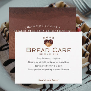 Heart Chocolate Waffle Bread Care Instructions Thank You Card