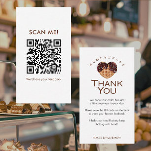 Heart Chocolate Waffle Leave a Review QR Code Business Card