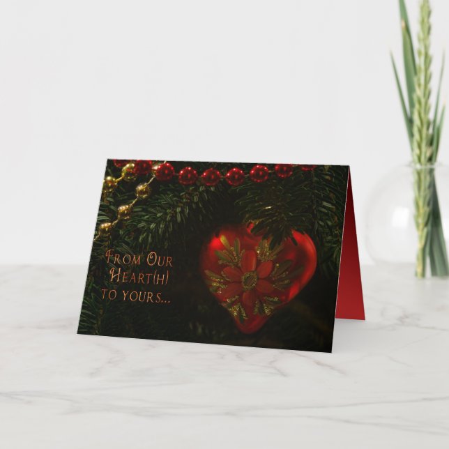 Heart Christmas Ornament Card w/Red Interior (Front)