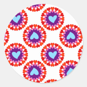 heart circle pattern classic round sticker