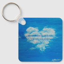 Heart Cloud Metal Circle Keychain, 2"