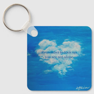 Heart Cloud Metal Circle Keychain, 2" Key Ring