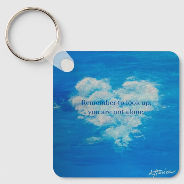 Heart Cloud Metal Circle Keychain, 2" Key Ring (Front)