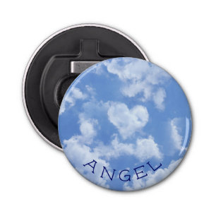 Heart Cloud Sky Cute Modern Blue Custom Wedding Bottle Opener